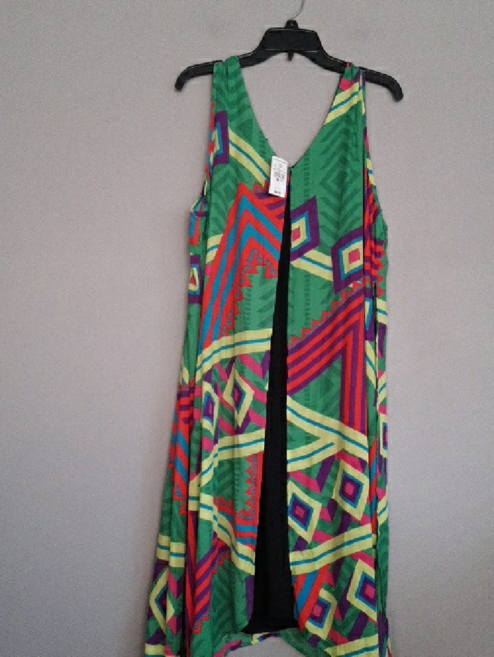 Ashley Stewart Green Geometric Maxi Dress with Multicolor Accents